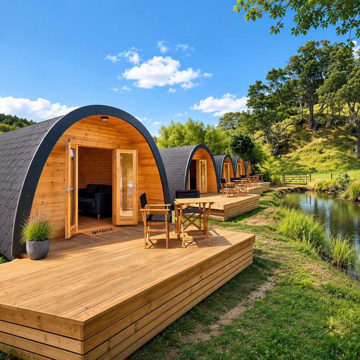 Bungalow in legno coibentato Luxury Mega Pod per glamping