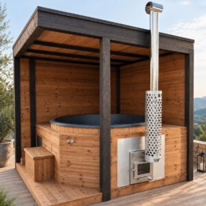 SPA da esterno modulare con Hot Tub integrata in legno