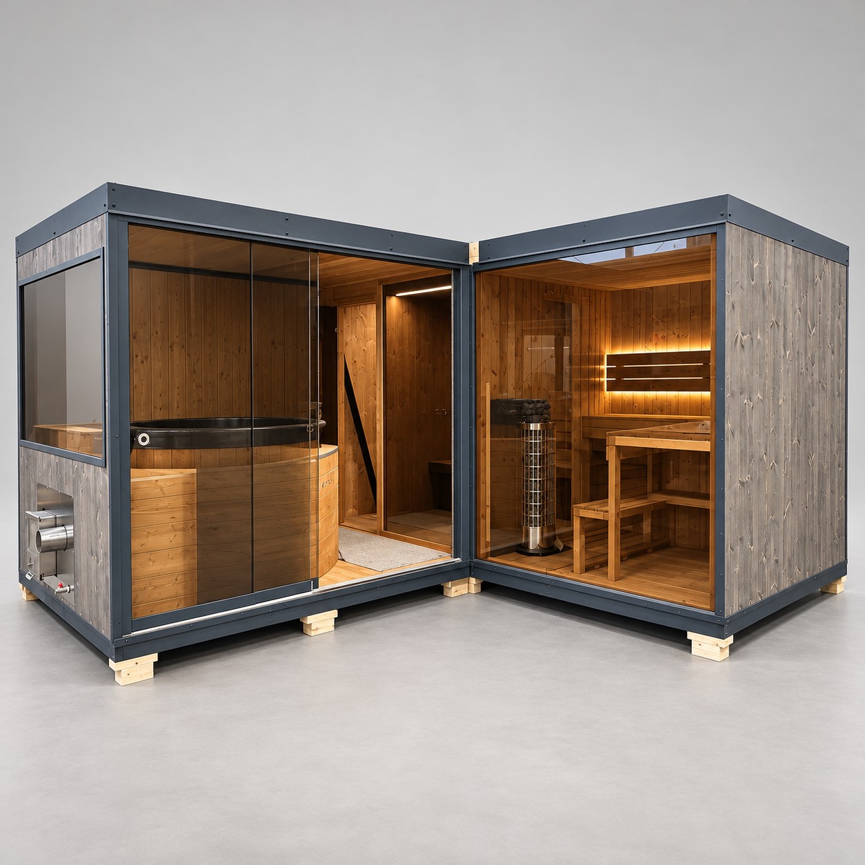 Sauna modulare da esterno in legno con rivestimento ThermoWood