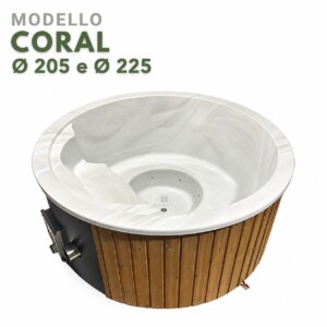 CORAL – Vasca HOT TUB Spa Tinozza con stufa a legna integrata | 205 e 225 cm