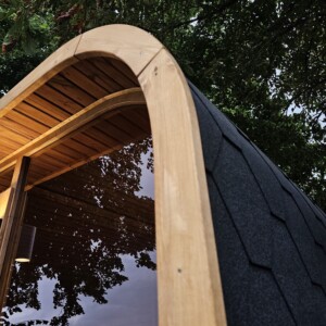 Sauna panoramica moderna Lux Cube con porta e pareti in vetro