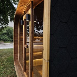 Sauna finlandese Lux Cube da 3 metri in legno per esterno