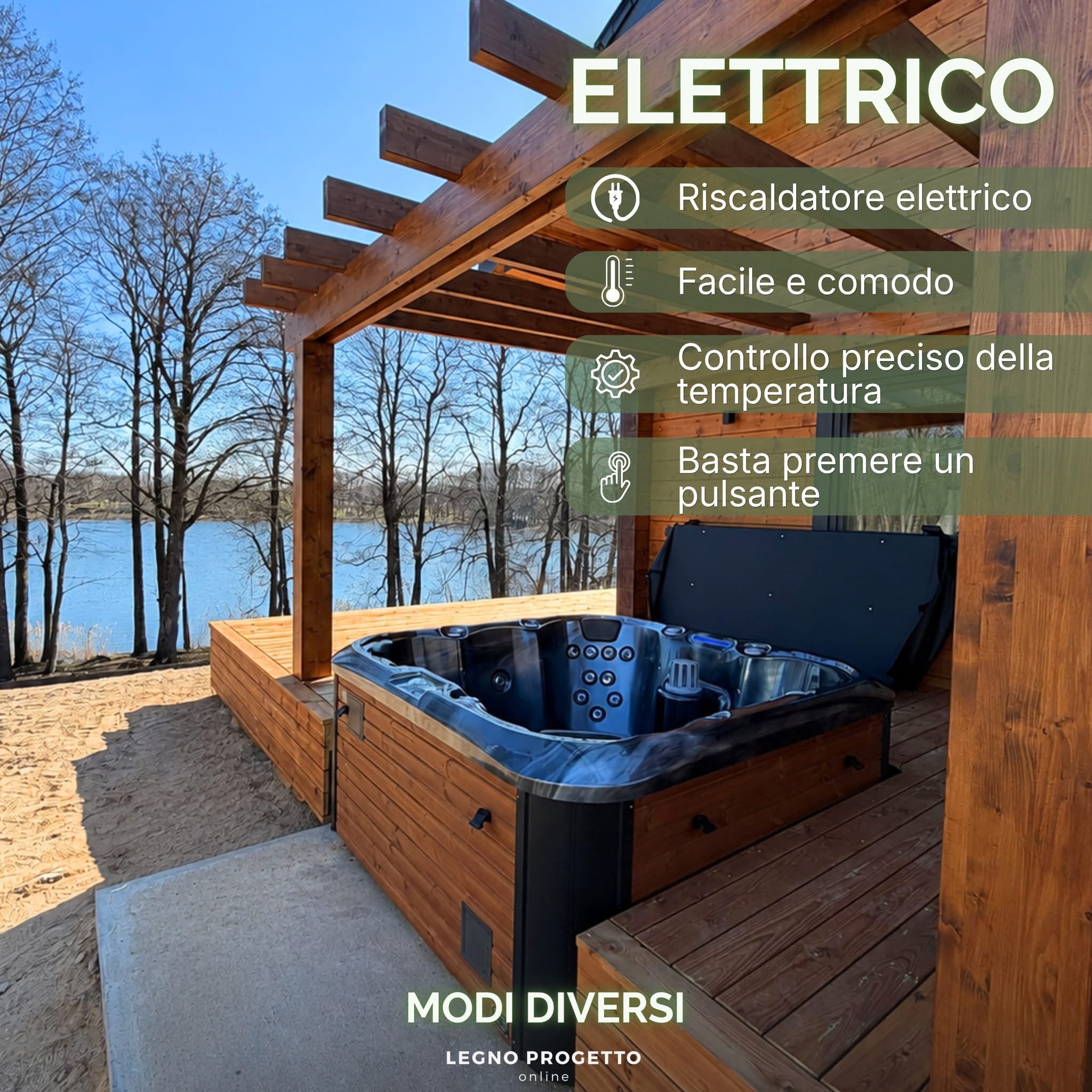 Tinozza nordica da esterno con riscaldamento elettrico