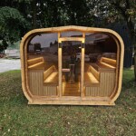 Sauna Lux Cube da 3 metri con facciata panoramica in vetro