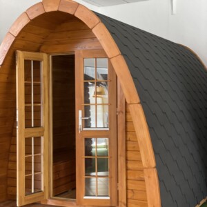 Bungalow POD in legno con terrazza frontale da 60 cm