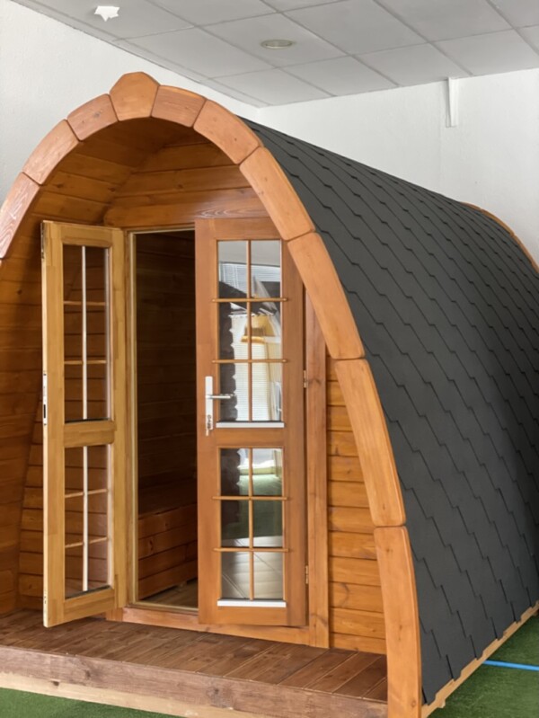 Bungalow POD in legno con terrazza frontale da 60 cm